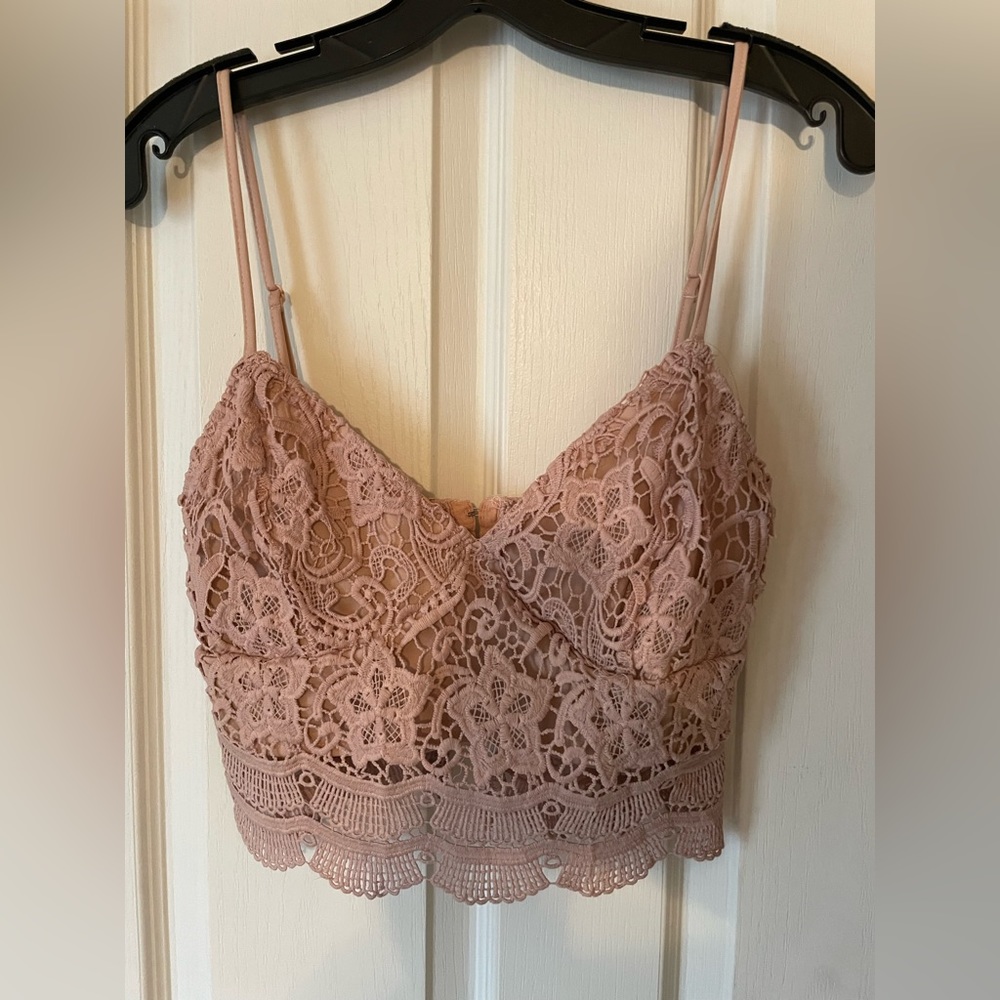 Dusty Pink lace crop top. Worn once